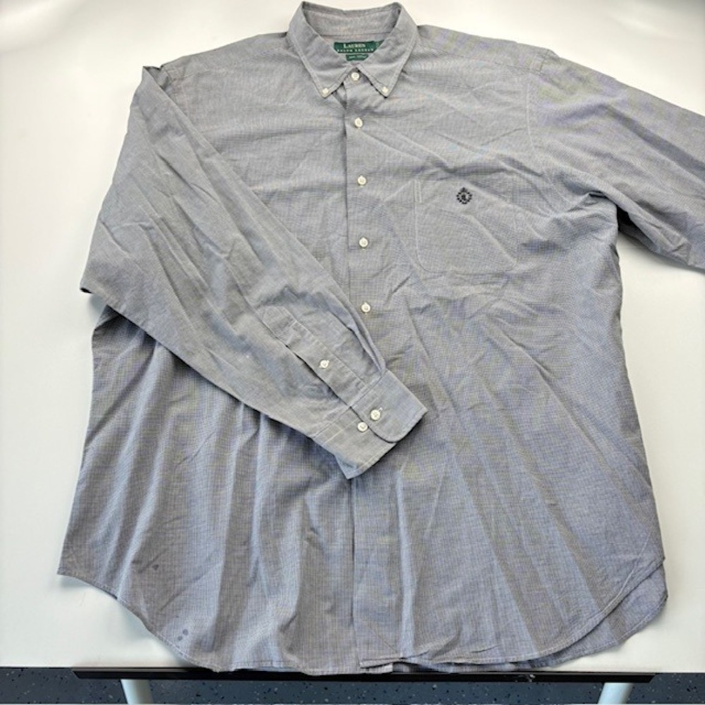 Lauren Ralph Lauren Men's Gray Gingham Long Sleeve Button‎ Down Shirt Size 18